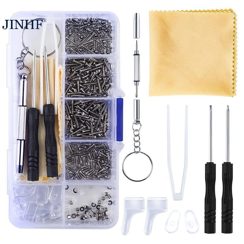 JINHF 500 Chiếc Kính Mắt - Bộ Dụng Cụ Sửa Chữa Full Option, Bao Gồm Ốc Vít và Hạt Quang Học