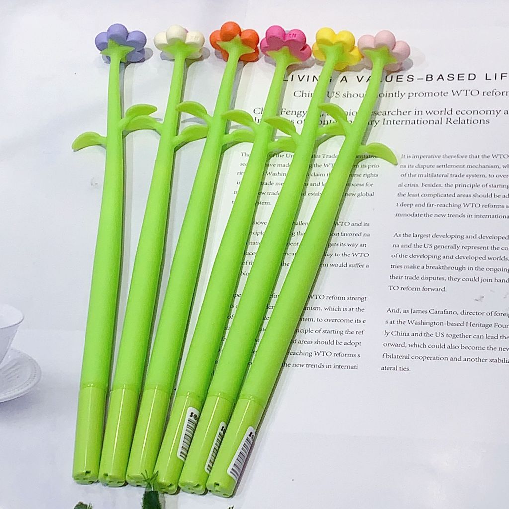 Phong Cách Mới Phiên Bản Hàn Quốc Sáng Tạo Hình Hoa Bút Gel Nhiều Màu Sắc Dễ Thương Silicon Lắc Chữ Ký Nước OKNT