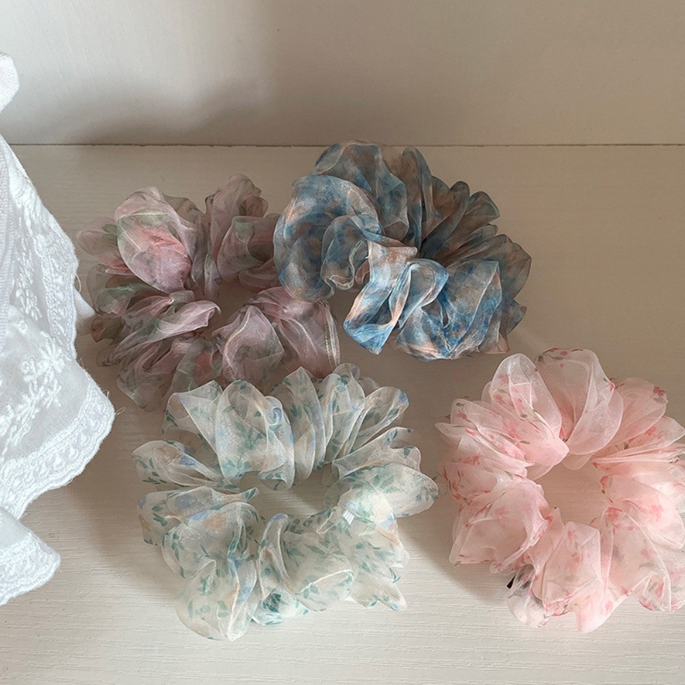 Hululu Scrunchy Hoa Organza Phong Cách Hàn Quốc Retrô Cho Tóc Nữ