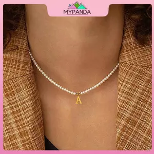 Mặt Dây Chuyền Chữ Cái Mô Phỏng Ngọc Trai từ Thép Không Gỉ, Phù Hợp Cho Nữ, Thiết Kế Thời Trang