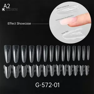 KUZHEN 60 Chiếc Sandwich Dual Nail Form Quan Tài Hạnh Nhân Móng Tay Mẫu 15 Kích Thước Có Thể Tái Sử Dụng Trên Đáy Hình Dạng Móng Tay Nghệ Thuật Nối Dài Top Khuôn Đáy Khuôn HOT