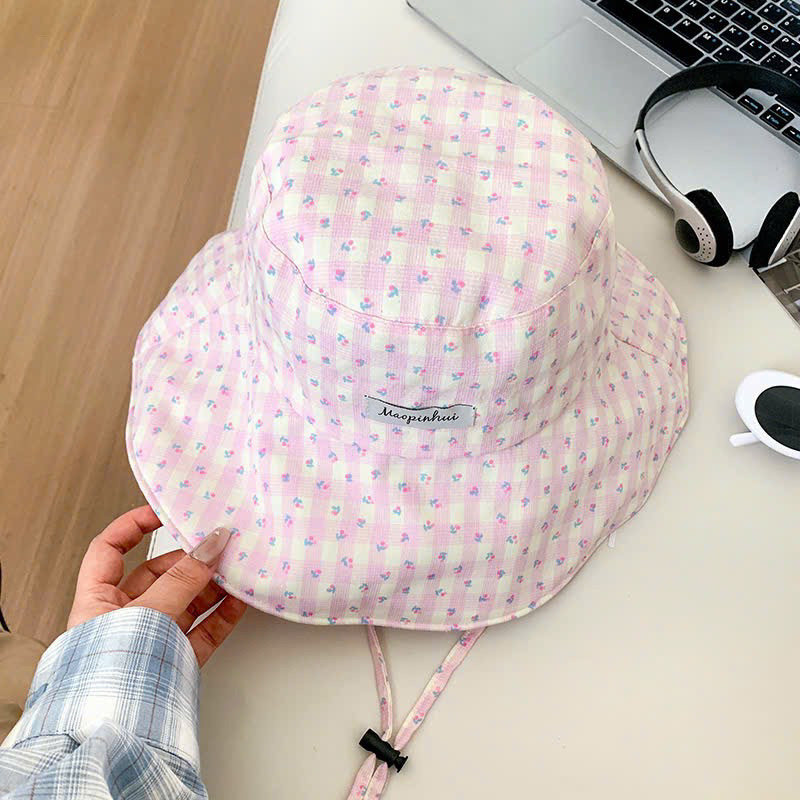 Mũ Hoa Nhí Pastel RICHOUSE Vành Rộng Mùa Hè Có Dây Buộc Chống Gió, Vải Thoáng Mát Chống Nắng