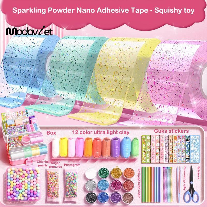 [modavietnamshop] Đồ chơi DIY Pinch Toy, băng keo Nano hai mặt tái sử dụng, màu sắc đẹp, độ bền cao, có thể thổi bong bóng