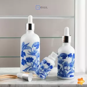 10 / 15 / 30ml Chai nhỏ giọt sứ xanh trắng bằng gốm Thiết kế thân thiện với du lịch chống rò rỉ mới
