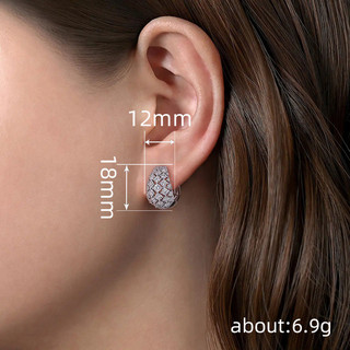 Bông tai nữ phong cách châu Âu và Mỹ, đá zircon xếp hàng như kim cương