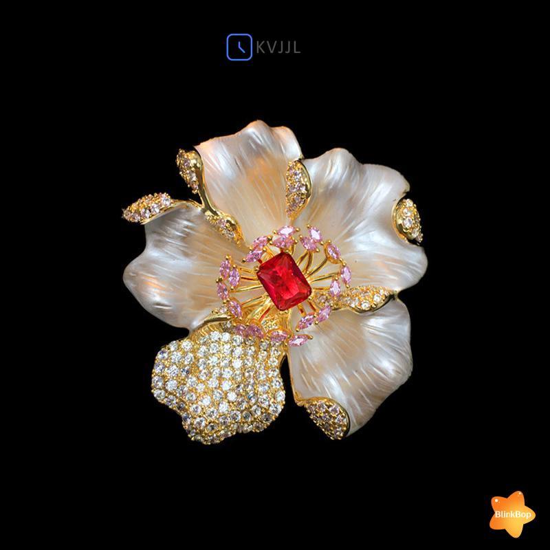 [KvJJL-t] Thổ Cẩm Ngọc Trai Hoa Hợp Kim Vintage Châu Âu Phong Cách Mỹ Thanh Lịch Ngực Hoa Pin Dành Cho Nữ Tiệc Cưới Phụ Kiện Mới