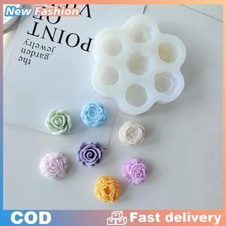 khuôn làm bánh 7 Trong 1 Hoa Silicone Khuôn 3D Rose Peony Cho Bánh Sô Cô La Nến Xà Phòng Nhựa