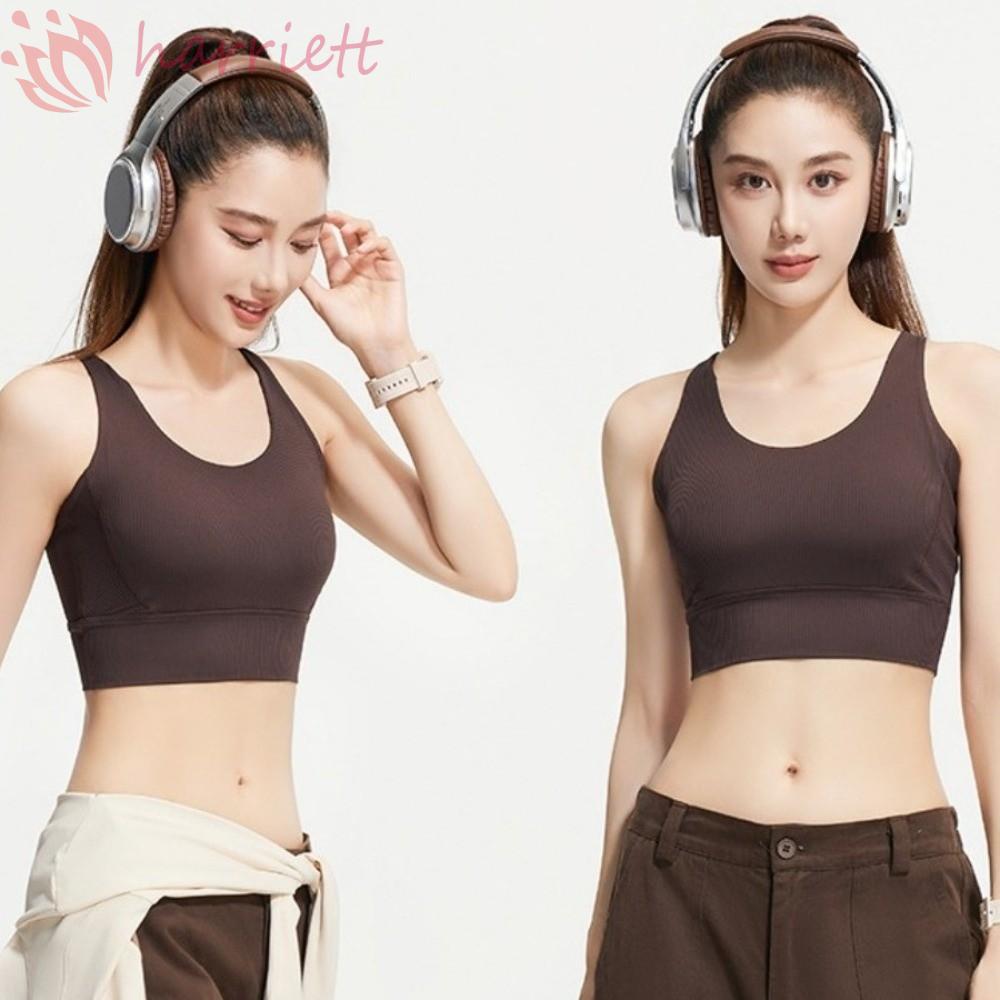 HARRIETT Áo Ngực Yoga Thể Thao Nữ, Họa Tiết Crossover, Chống Sốc, Tác Động Cao, Miếng Lót Cố Định, Liền Mạch, Dùng Tập Gym Yoga