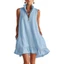 Casual Sleeveless A Line Dress Cotton Blend Semi Zip Neck For Women Lady