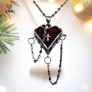 Mặt dây chuyền hình thập tự tâm Gothic dành cho nữ - Phụ kiện trang sức phù thủy thời trang