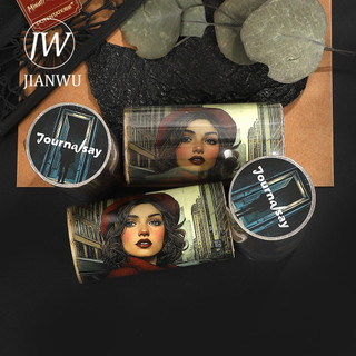 JIANWU 80mm * 205mm Vintage Nhân Vật Phim Phong Cảnh Chất Liệu Cắt Kéo Thêu Sò Băng Washi Sáng Tạo DIY Tạp Chí Văn Phòng Phẩm