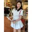Đầm sơ mi trắng kiểu Pháp mùa hè, dáng eo thon gọn, phong cách ngọt ngào preppy