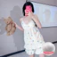 Bộ đồ ngủ Cotton bong bóng phong cách Nhật Bản dành cho nữ Dây đeo ngọt ngào có đệm ngực Quần short có thể tháo rời Quần dài hai mảnh