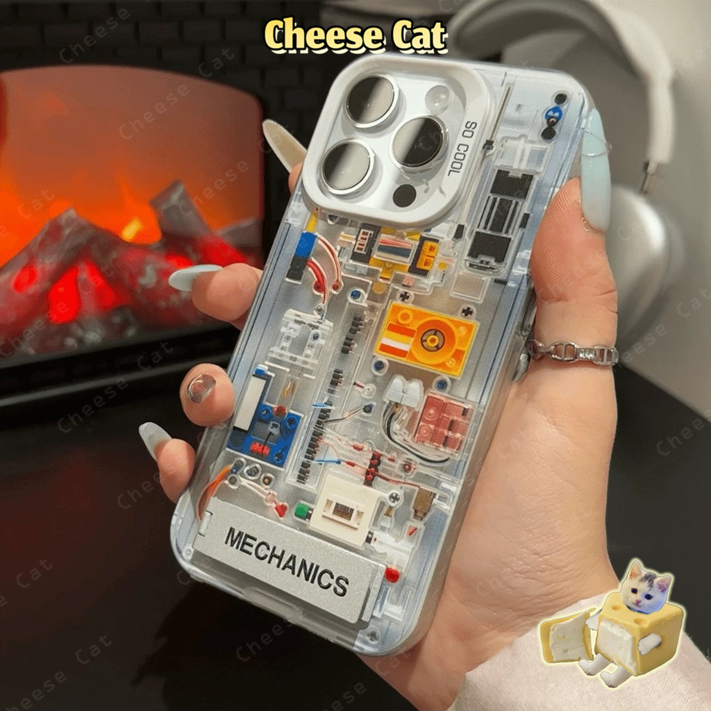 Ốp bảng mạch sáng tạo cho iPhone 15 14 12 11 16 17 Pro Max 16E Xs Max XR 7Plus Vỏ có giá đỡ kim loại