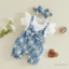 Sơ Sinh Bé Gái Mềm Áo liền quần Ruffle Tay Ngắn Cổ Tròn Nơ Phía Trước Trẻ Sơ Sinh Bộ Đồ Ngủ Mùa Hè