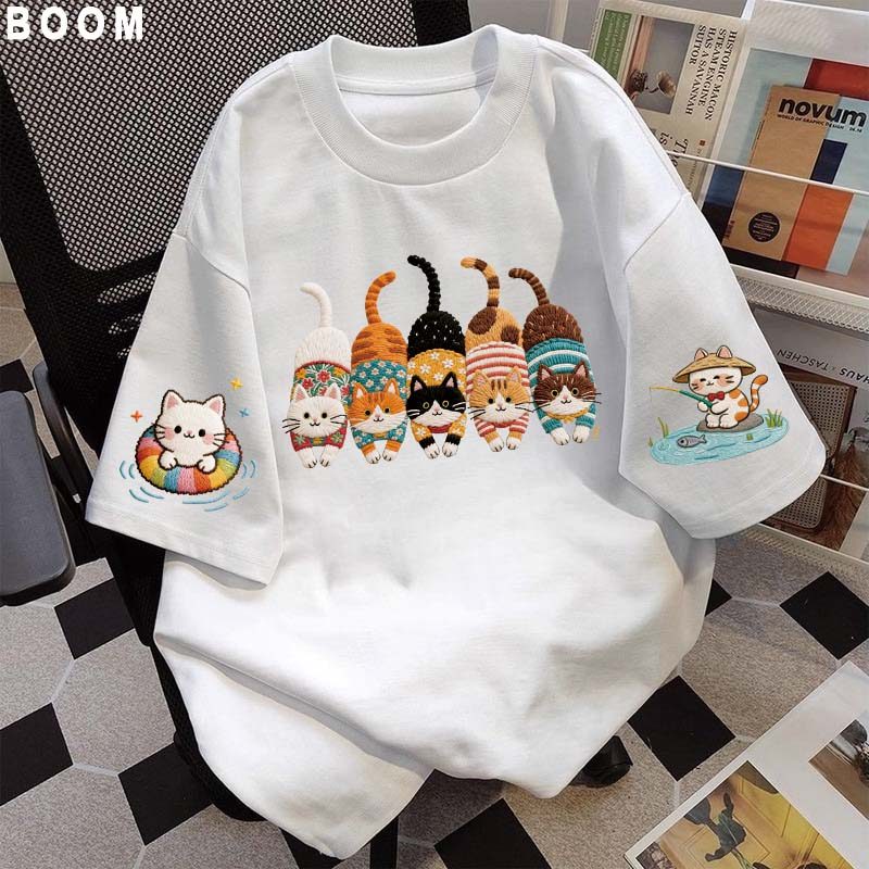 Áo thun chữ thêu nữ kiểu hàn quốc form rộng tay lỡ cổ tròn cotton mát - hè hot trend in cách dễ thương- Local brand #03