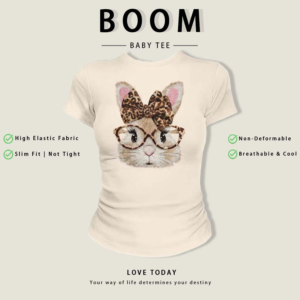 BOOM Áo Baby Tee Nữ Cotton Ôm Body-Áo Thun Ngắn Tay Y2K In Hình PhongCách Mùa Hè, Cổ Tròn Hàng Đầucách hàn quốc phongW23
