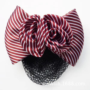 Nơ Scrunchie chuyên nghiệp dành cho nữ - phù hợp đồng phục nhân viên hàng không và y tá với thiết kế sọc lưới bướm