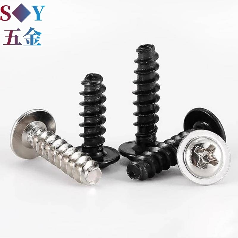 (((M3 M4) Đầu tròn Phillips bằng thép không gỉ / thép carbon 304 có miếng đệm Đầu chảo vít tự bắt đuôi phẳng Meson Thép carbon mạ kẽm màu đen Tự mạ niken @ -