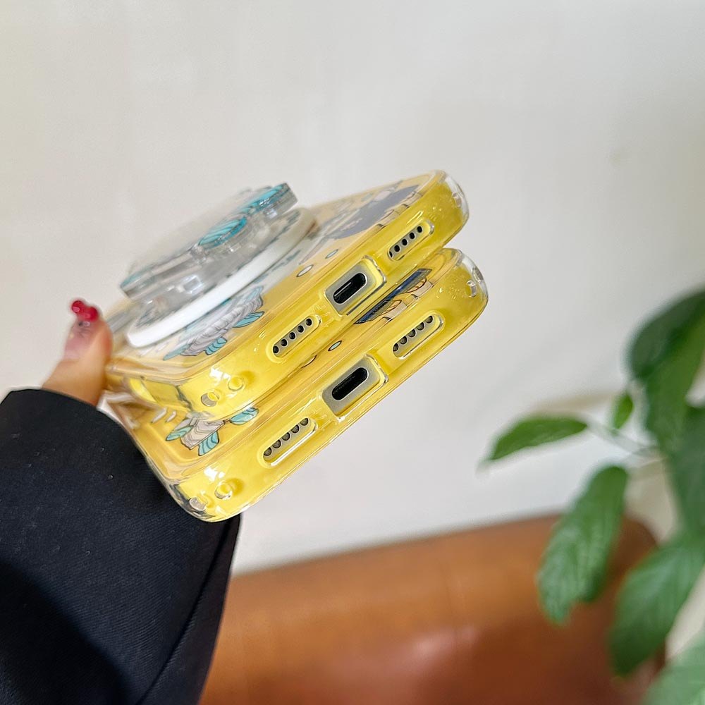Vỏ cứng Tương thích với iPhone 13 14 14Pro 14ProMax 15 15Pro 15ProMax 16 16Pro 16ProMax 17 17Pro 17ProMax Vỏ nam châm họa tiết cá xấu xí màu vàng