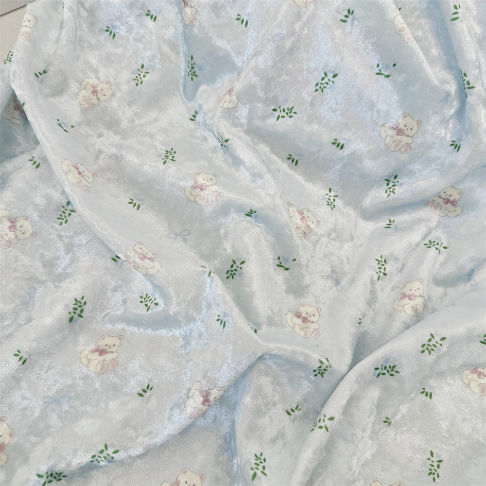 Dây Nơ Gấu In Bóng Nhung và Vải Sofa cho Gối, Quần Áo và Rèm cửa TJ23290