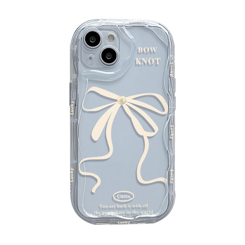 Ốp lưng trong suốt gợn sóng kem cho OPPO A3X A5i A96 A95 A93 A77S A76 A74 A60 A58 A57 A54 A53 A38 A33 A18 A17K A16K A15S A7 A5S A3S F11 Reno 5 Motif Yellow Bowknot DPCE342 & DPCE343