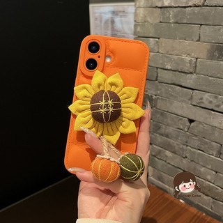 Ốp Điện Thoại Hoa Hướng Dương Vải 3D Mới Cho OPPO Reno 13 13F 12 12F 11 11F Pro F27 F25 Pro F23 5G 4G Down Jacket Ốp Lưng Mềm Chống Sốc Màu Vàng Cam