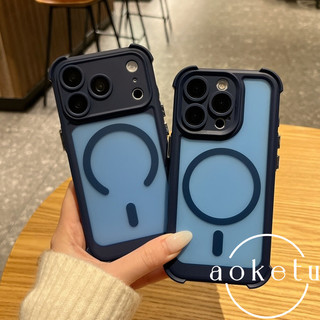 Ốp điện thoại từ tính túi khí bốn góc sang trọng thích hợp cho iPhone 14 15 16 17 Pro Max màu cam mờ bao gồm tất cả vỏ điện thoại chống rơi
