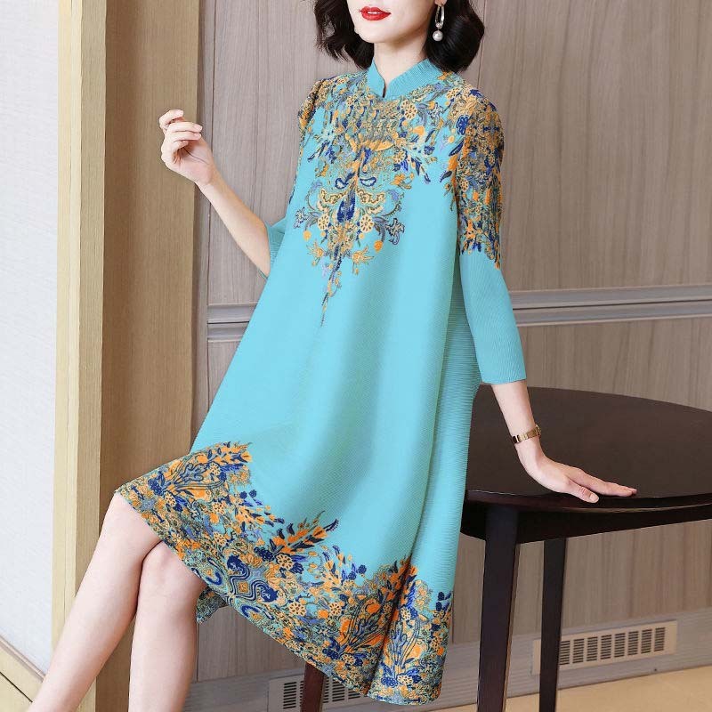 Đầm sườn xám retro hoa dành cho phụ nữ trung niên