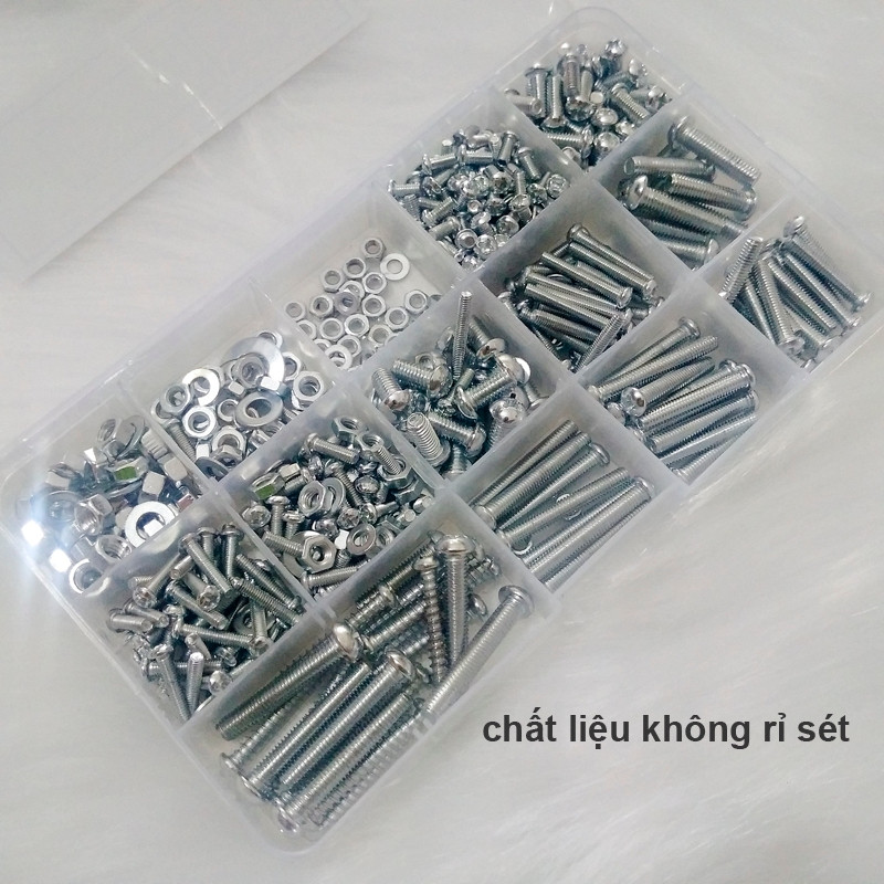 Bộ ốc vít M3/M4/M5/M6, mạ kẽm chống gỉ bền，Bộ Ốc Vít Bu Lông，Đai Ốc，Bu Lông，Sắt mạ kẽm，Đóng Hộp Tiện Lợi