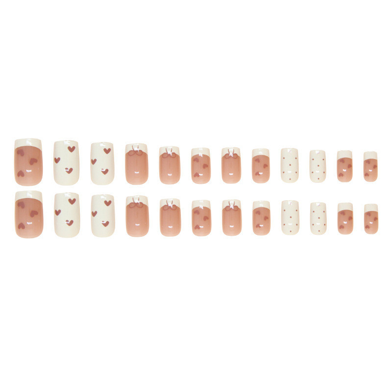Sweet Pink Heart Nail Art Thời trang dễ thương Nhãn dán móng tay ngắn có thể tháo rời cho bé gái