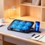 KIKIN LED Chơi Game Laptop Tấm Làm Mát Laptop Đế Làm Mát Quạt Ngoài Chiều Cao Có Thể Điều Chỉnh Chân Đế Với 2 Cổng USB Giữ Điện Thoại