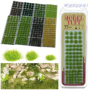 WANYEDI 77 Chiếc Cỏ Lông Kích Thước Hỗn Hợp Đồ Chơi Mô Hình Vật Liệu Mô Phỏng Wargame Phong Cảnh