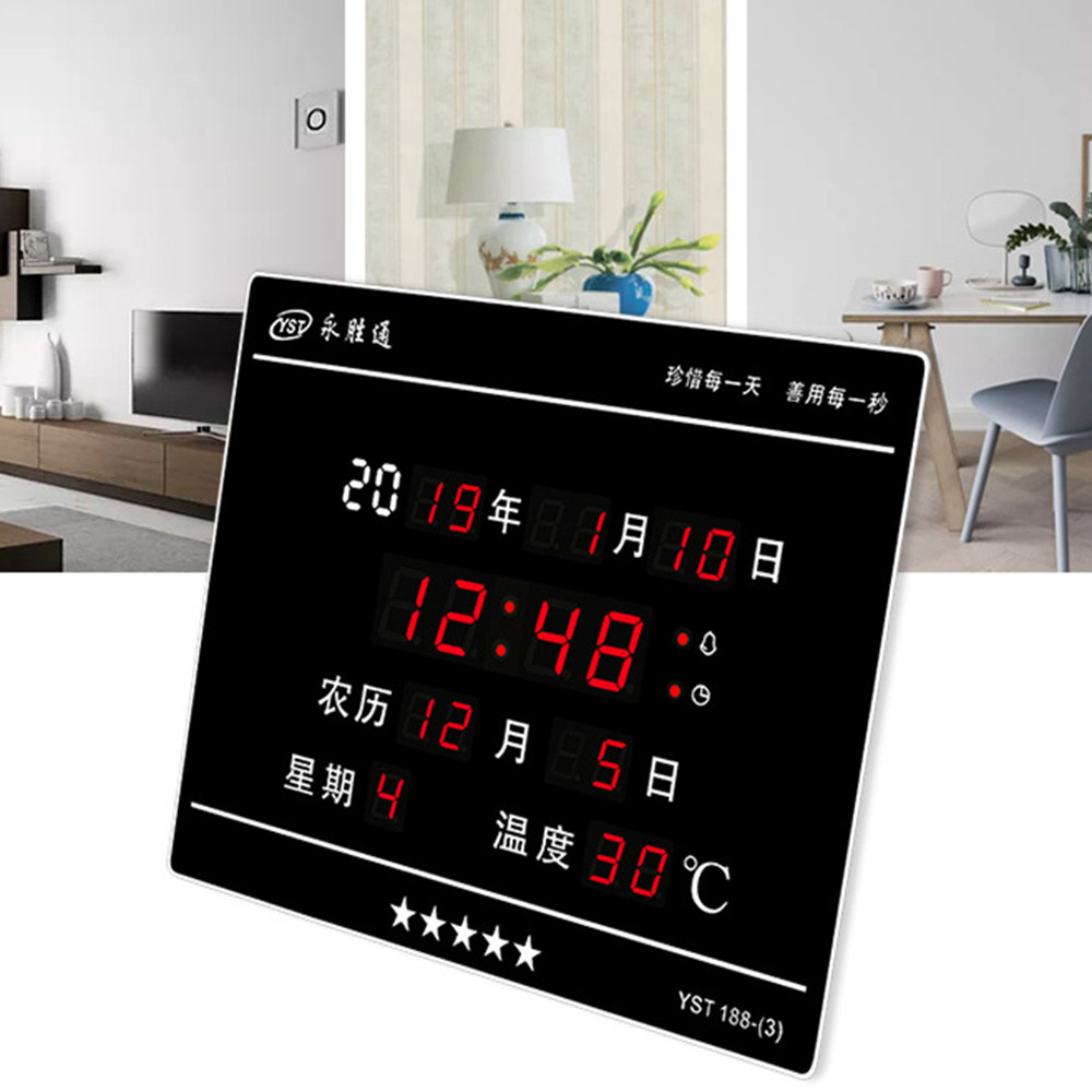 Đồng hồ lịch vạn niên, Đồng hồ treo tường kỹ thuật số màn hình lớn với nhiệt độ và độ ẩm trong nhà Đồng hồ văn phòng hoặc gia đình hoàn hảo