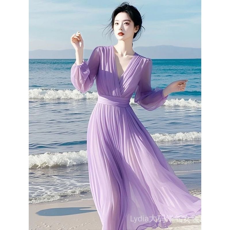 Váy voan dài đi biển mùa hè - Cỡ lớn, sale 10%