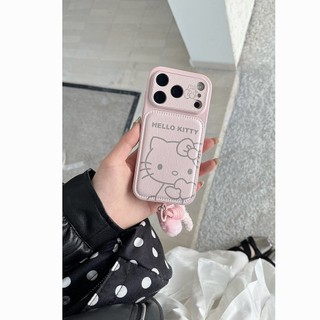 Ins Phong Cách Hàn Quốc Họa Tiết Da kt Cat Thích Hợp Cho 17promax Ốp Điện Thoại iPhone16 Dây Di Động 15 Dễ Thương 14 Mẫu Mới