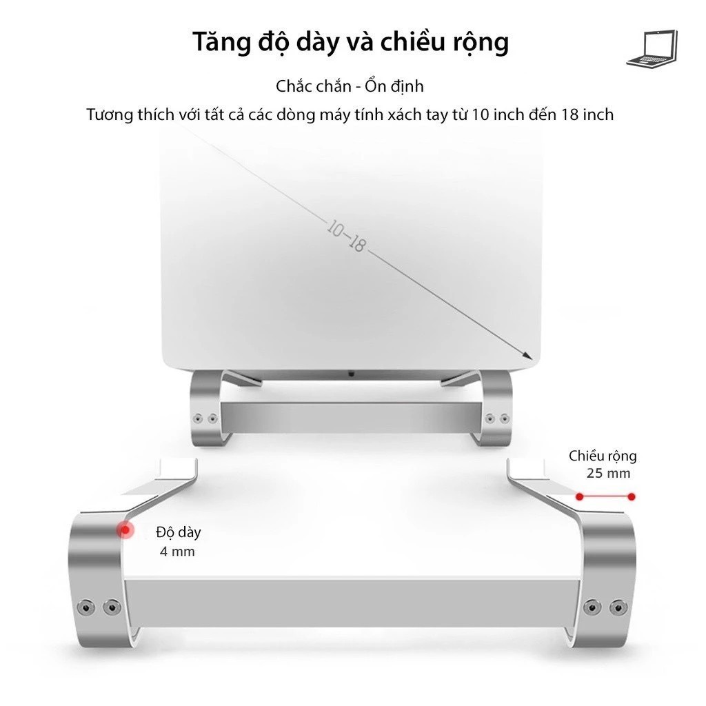 Giá Đỡ Máy Tính, Macbook, ipad LX200 Thép Nguyên Khối Chống Rung, Chống Trượt Có Thể Tháo Lắp Dễ Dàng Hỗ Trợ Tản Nhiệt