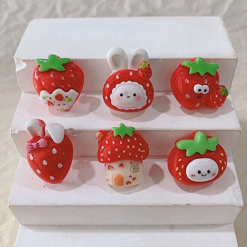 Set Charm  Dâu Tây Ngọt Ngào Cute Kawaii Trang Trí Dép Túi Phụ Kiện Xinh Xắn Vườn Dâu Cổ Tích Mini Dễ Thương Hot Trend