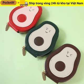 Ví đựng thẻ Mini POCKETN, Hộp đựng thẻ ID bơ hoạt hình bằng da PU, 11 túi đựng thẻ dễ thương Ví đựng tiền xu dung tích lớn dành cho nữ