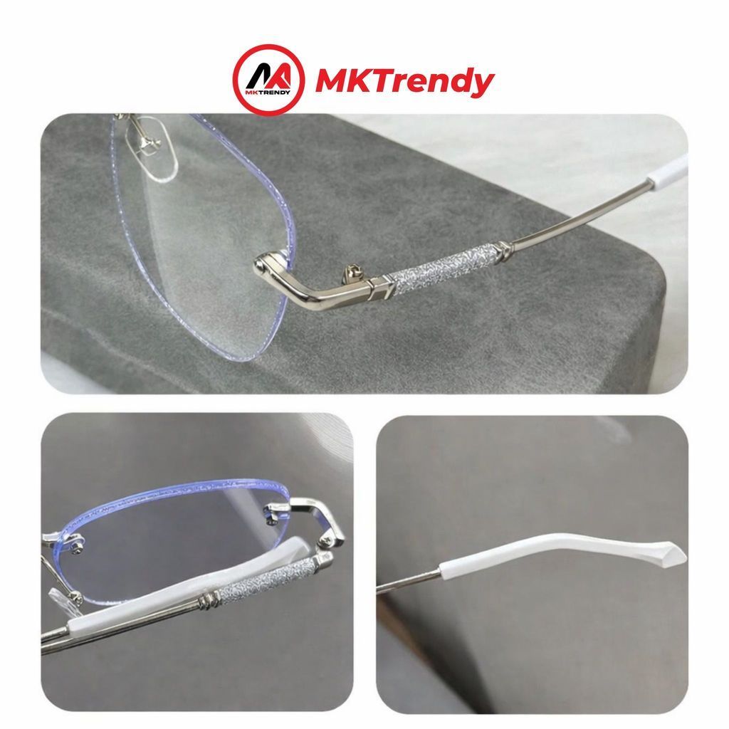Kính không viền đổi màu gọng kim loại chống ánh sáng xanh chống tia UV kính tổng tài thời trang nam nữ X22