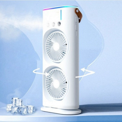 Quạt Điều Hòa Phun Sương Tích Điện 2 Tầng , Quạt Phun Sương Có Đèn Led tvh