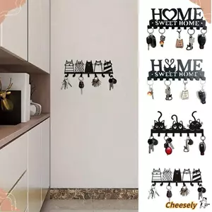 Giá đỡ chìa khóa CHEESELY, Phụ kiện kim loại Móc chìa khóa, có ốc vít Giá đỡ chìa khóa treo tường màu đen Trang trí nhà cửa