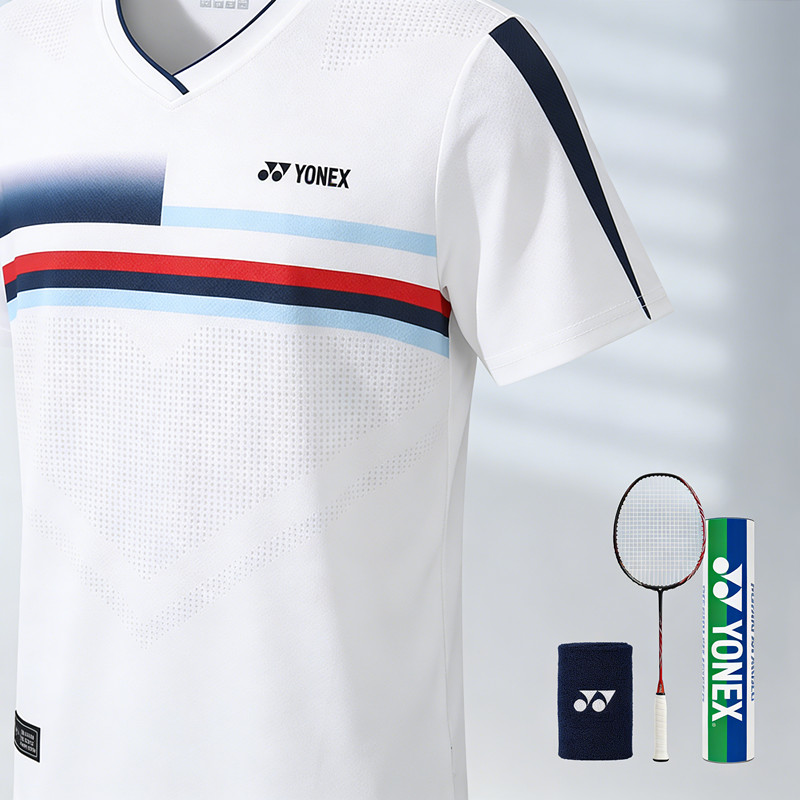 Áo sơ mi ngắn tay thể thao YONEX, khô nhanh và thoáng khí, phù hợp cho các môn như cầu lông hoặc quần vợt