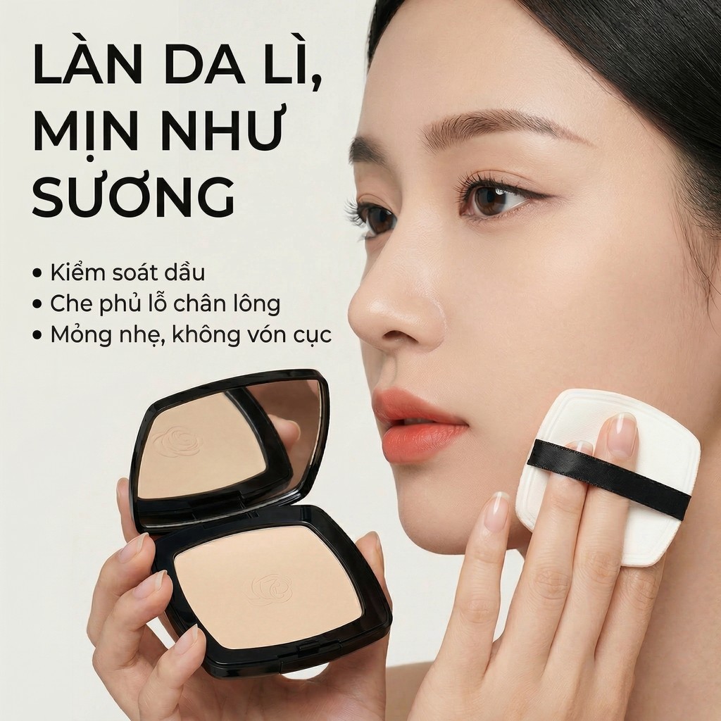 BFD Phấn Phủ Powder Nén Dưỡng Ẩm Không Khô Da Kiềm Dầu Mịn Lì Tự Nhiên Che Lỗ Chân Lông Bền Màu 9g