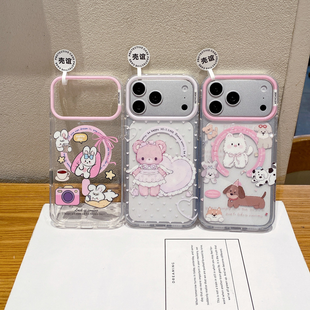Ốp điện thoại hình gấu dạng bột dính từ tính Vỏ điện thoại cho IPhone 17 Pro Max 17 16 Pro Max 15 14 Vỏ điện thoại chống rơi QM0E