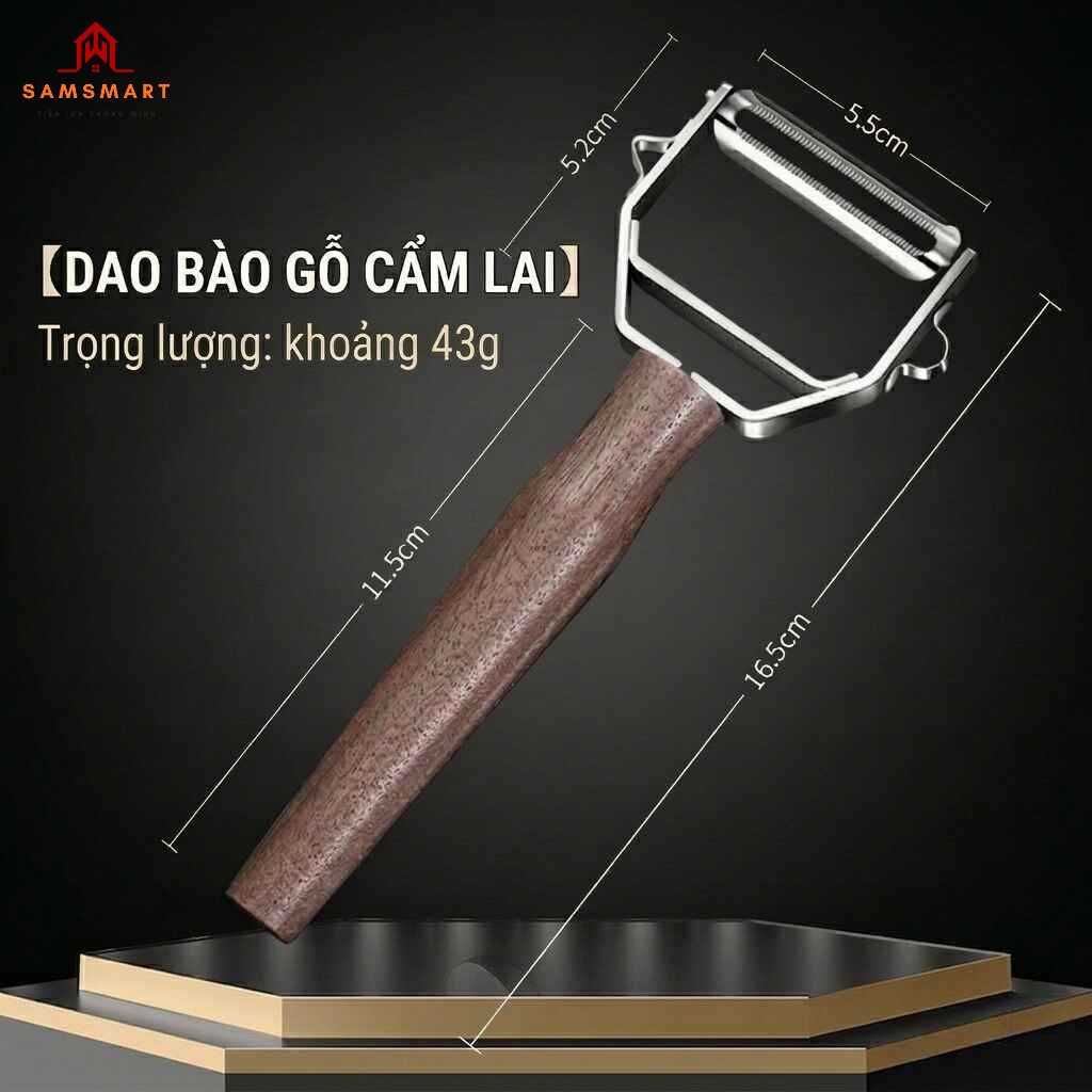 Dao Gọt Vỏ Trái Cây Củ Quả Inox Cao Cấp – Cán Gỗ Óc Chó Nạo, Bào Sắc Bén, Bền Bỉ