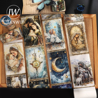 JIANWU 80mm * 205cm Vintage Mặt Trăng Nhân Vật Phong Cảnh Chất Liệu Cắt Băng Thêu Sò Washi Sáng Tạo DIY Tạp Chí Văn Phòng Phẩm