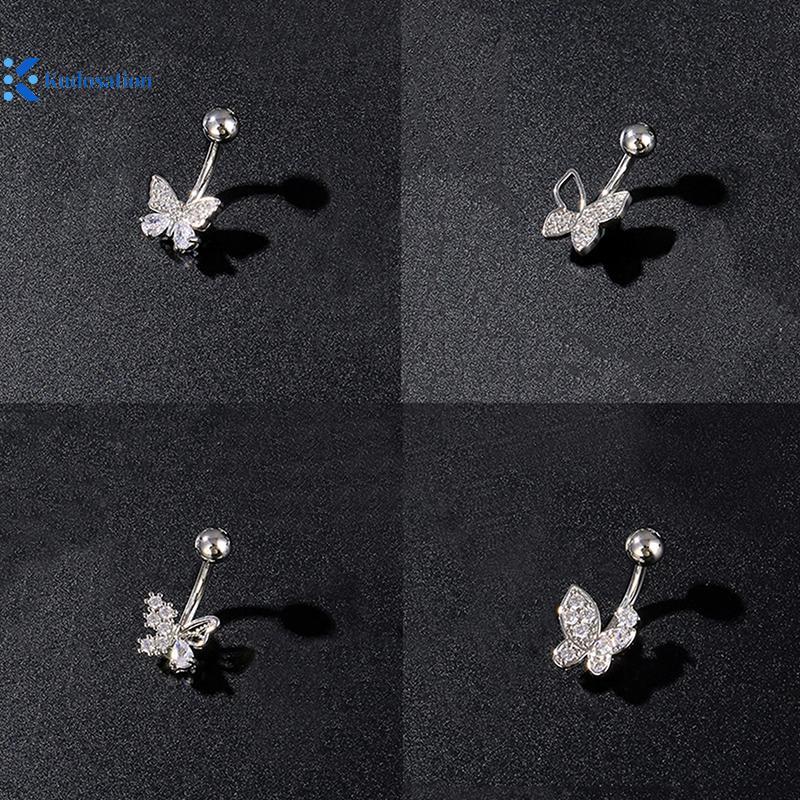 Khuy nhẫn rốn thời trang với nơ bụng, nút thép không gỉ và zircon - Quà tặng gợi cảm dành cho nữ