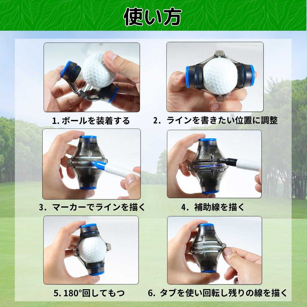Bộ dụng cụ vẽ đường căn chỉnh bóng golf Alta Green (kèm 2 bút) – hỗ trợ vẽ line 180° & 360°