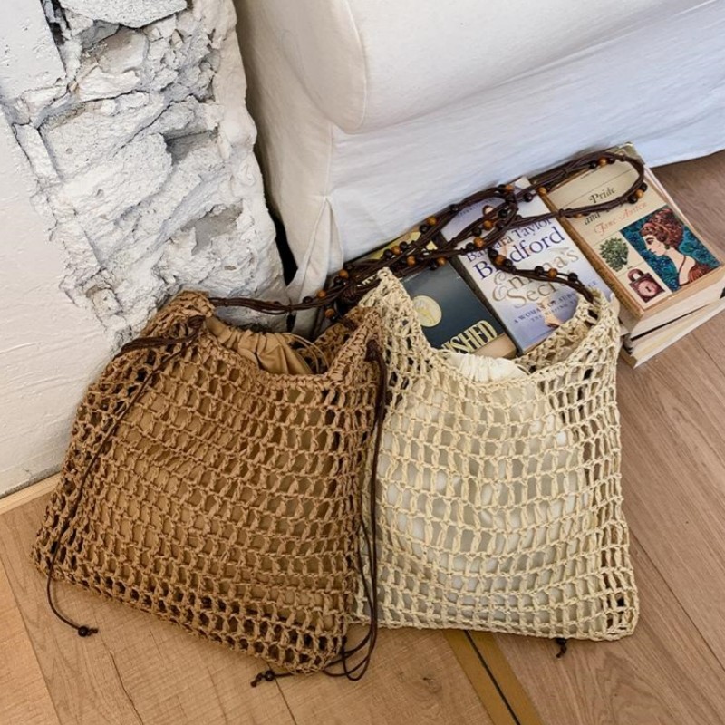 GC2 Túi tote dệt ống hút sức chứa lớn kỳ nghỉ đơn giản Túi đeo vai thông thường Túi du lịch thời trang CG2